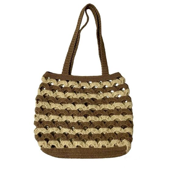COPY - Retro Crochet Tote Shoulder Bag Handmade Medium Bag 12x12 Purse Bohemian… - Picture 2 of 6